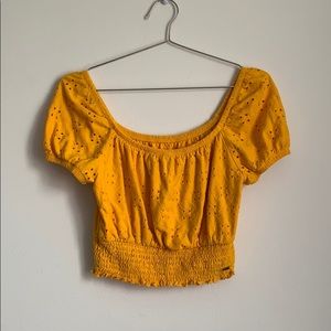 Yellow Hollister Cropped Blouse